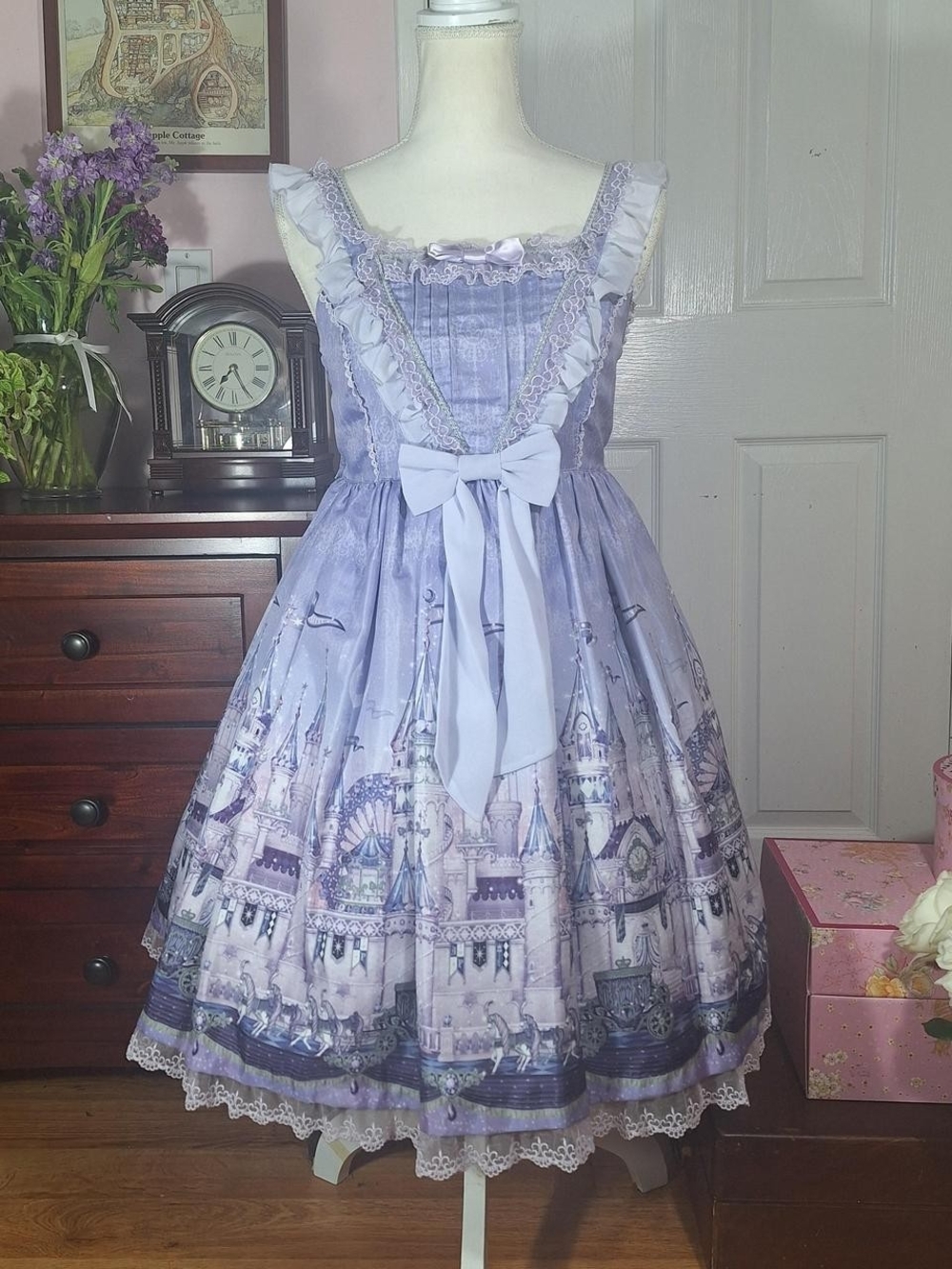 🎀 Angelic Pretty Fairytale Carriage Lilac JSK & Matching Tights Set 🏰
